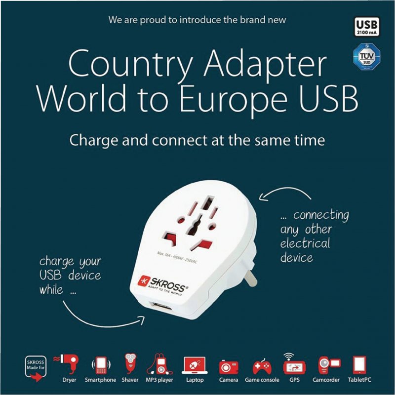 Cestovní Adaptér Svět-na-Evropa USB Zemněný - obrázek č. 7