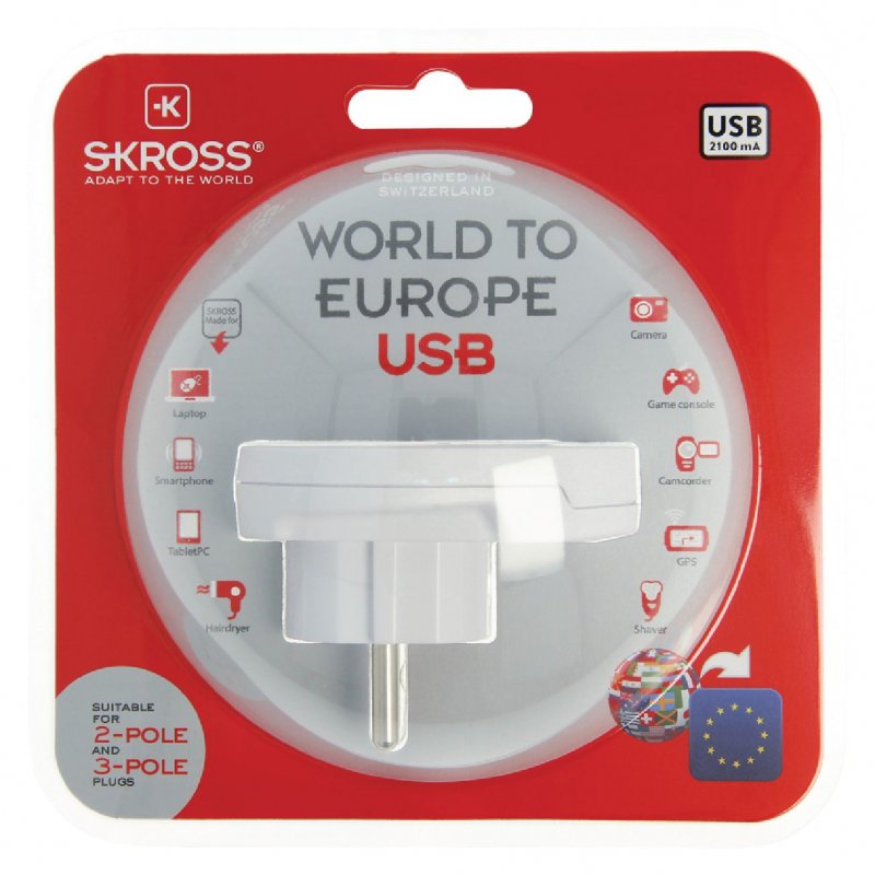 Cestovní Adaptér Svět-na-Evropa USB Zemněný - obrázek č. 4