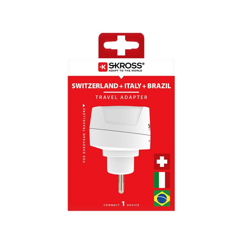 Cestovní adaptér Evropa - Švýcarsko + Itálie + Brazílie - Pro 2 a 3pólová zařízení (uzemnění nebo eurozástrčka) SKR1500272EC - obrázek č. 4