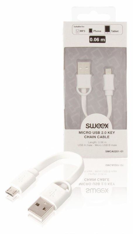 Kabel USB 2.0 USB A Zástrčka - Micro B Zástrčka Plochý 0.06 m Bílá - obrázek produktu