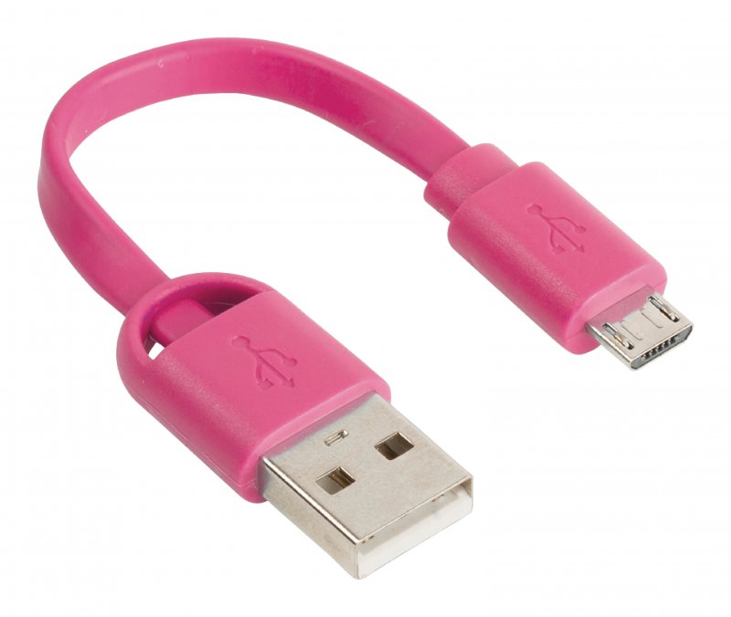 Kabel USB 2.0 USB A Zástrčka - Micro B Zástrčka Plochý 0.06 m Růžová - obrázek č. 2