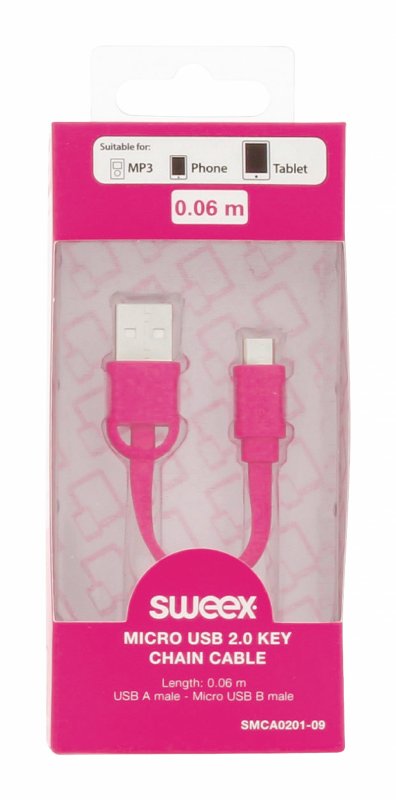 Kabel USB 2.0 USB A Zástrčka - Micro B Zástrčka Plochý 0.06 m Růžová - obrázek č. 4