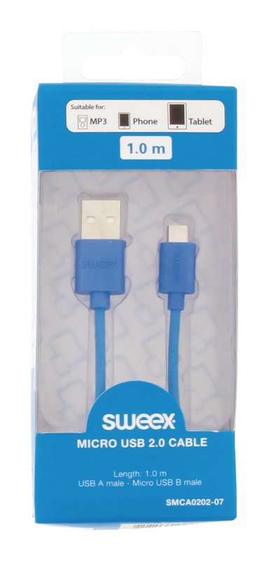 Kabel USB 2.0 USB A Zástrčka - Micro B Zástrčka Kulatý 1.00 m Modrá - obrázek č. 4