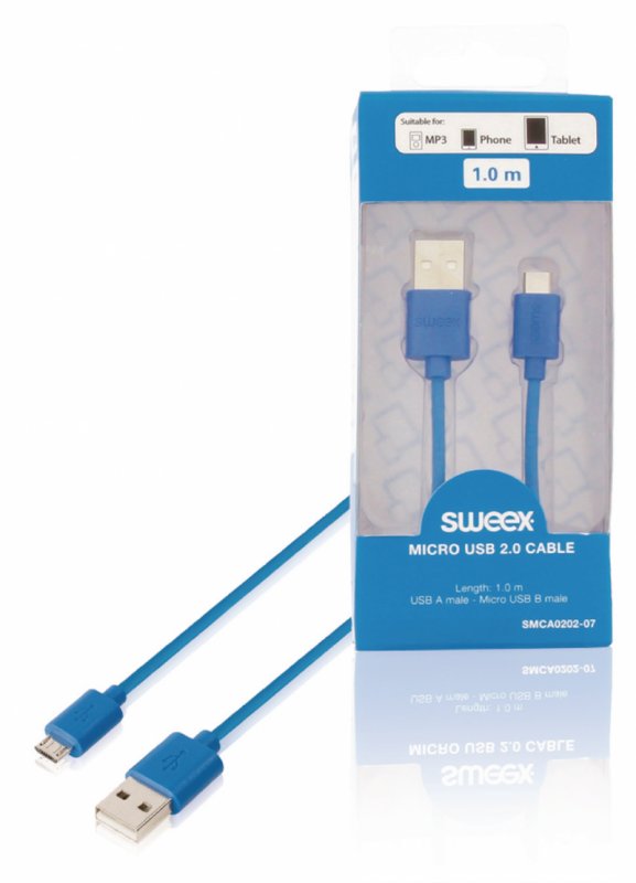 Kabel USB 2.0 USB A Zástrčka - Micro B Zástrčka Kulatý 1.00 m Modrá - obrázek produktu