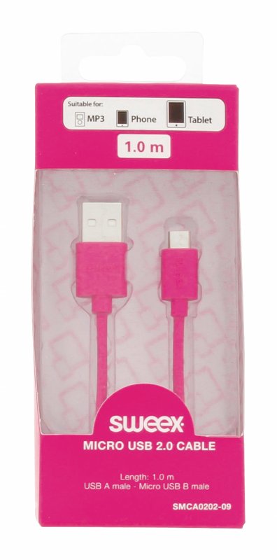 Kabel USB 2.0 USB A Zástrčka - Micro B Zástrčka Kulatý 1.00 m Růžová - obrázek č. 4