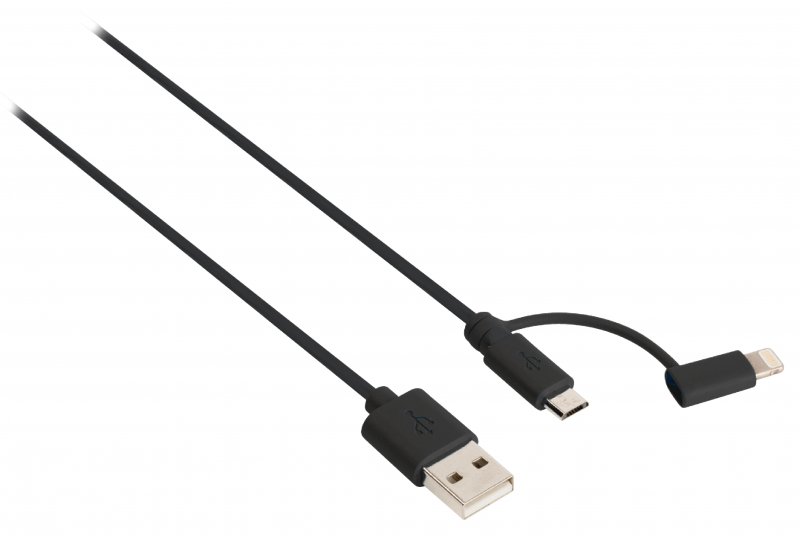 2 v 1 Synchronizační a Nabíjecí Kabel USB A Zástrčka - Micro B Zástrčka 1.00 m Černá - obrázek č. 2