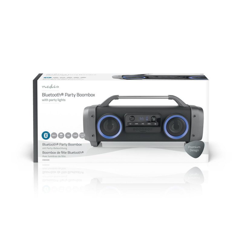 Bluetooth® Párty přehrávač | 12 hrs | 2.2 | 60 W | Přehrávání médií: AUX / Micro SD / Rádio / USB | IPX4 | Propojitelný | Držadl - obrázek č. 9