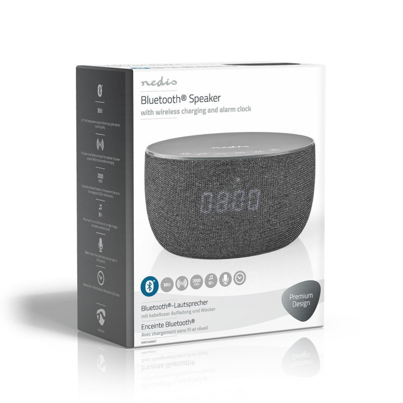Reproduktor Bluetooth s bezdrátovým nabíjení | Až 6 hodin | Stolní provedení | 30 W | Stereo | Šedá - obrázek č. 6