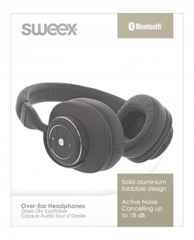 Headset Bluetooth / ANC (Active Noise Cancelling) Přes Uši Vestavěný mikrofon 1.2 m Černá/Stříbrná - obrázek č. 5