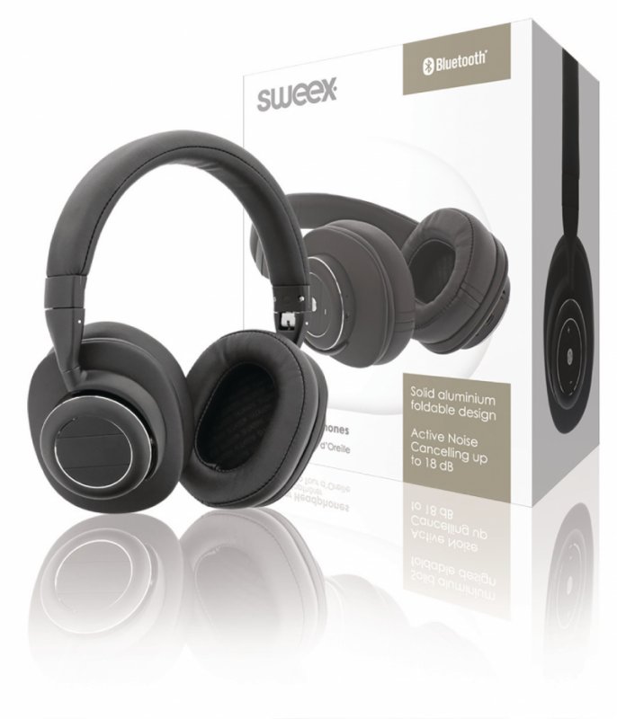 Headset Bluetooth / ANC (Active Noise Cancelling) Přes Uši Vestavěný mikrofon 1.2 m Černá/Stříbrná - obrázek produktu