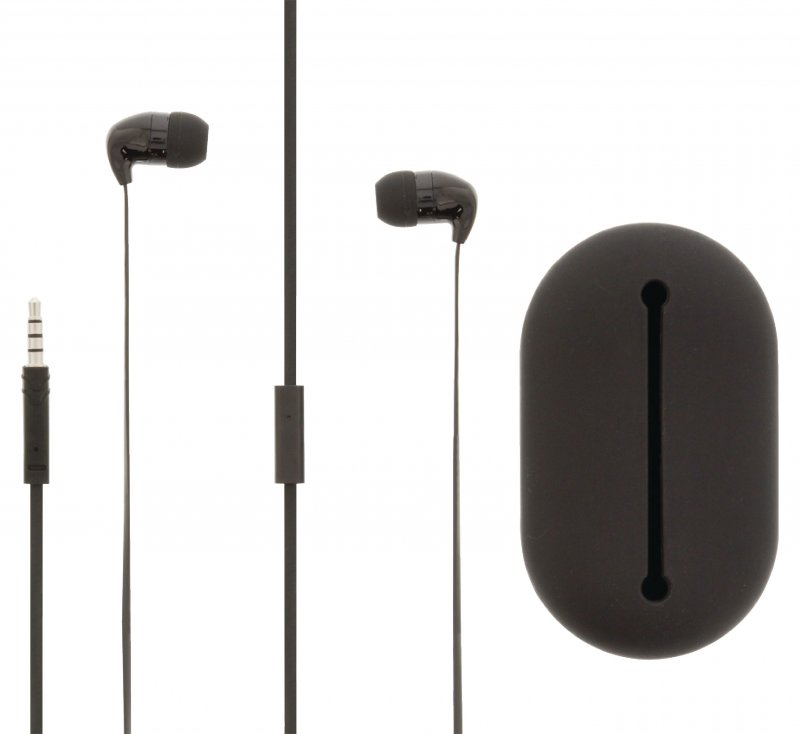 Headset Plochý Kabel Do ucha 3.5 mm Kabelové Vestavěný mikrofon 1.2 m Černá - obrázek č. 2