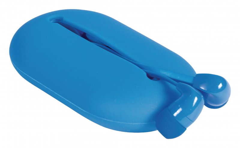 Headset Plochý Kabel Do ucha 3.5 mm Kabelové Vestavěný mikrofon 1.2 m Modrá - obrázek produktu