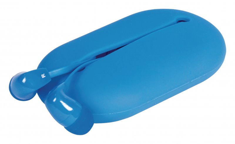 Headset Plochý Kabel Do ucha 3.5 mm Kabelové Vestavěný mikrofon 1.2 m Modrá - obrázek č. 3