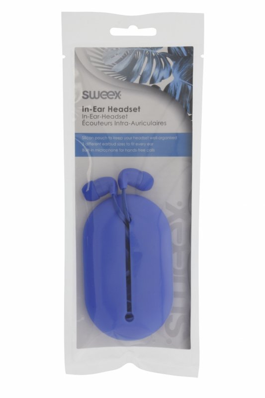 Headset Plochý Kabel Do ucha 3.5 mm Kabelové Vestavěný mikrofon 1.2 m Modrá - obrázek č. 4