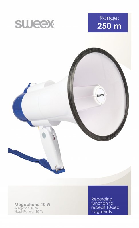 Megafon Vestavěný mikrofon Bílá/Modrá - obrázek č. 9