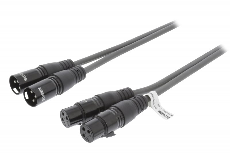 XLR Stereo Kabel 2x XLR 3kolíkový Zástrčka - 2x XLR 3kolíkový Zásuvka 0.50 m Tmavě Šedá - obrázek produktu