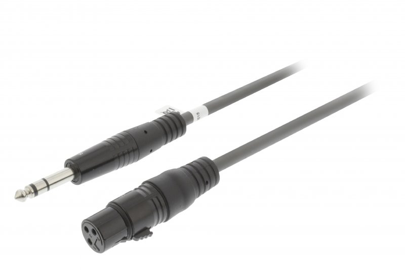 XLR Stereo Kabel XLR 3kolíkový Zásuvka - 6.35mm Zástrčka 1.5 m Tmavě Šedá - obrázek produktu