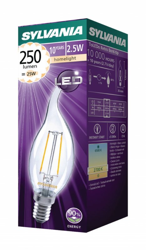 Žárovka LED Vintage Svíčka Zahnutá 4 W 250 lm 2700 K - obrázek č. 1