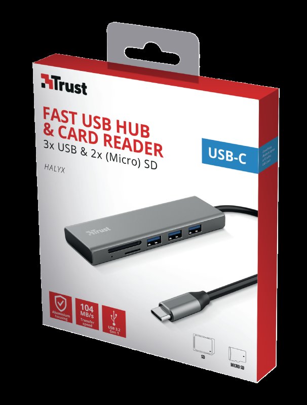 TRUST HALYX FAST USB-C HUB & CARD READER - obrázek č. 5