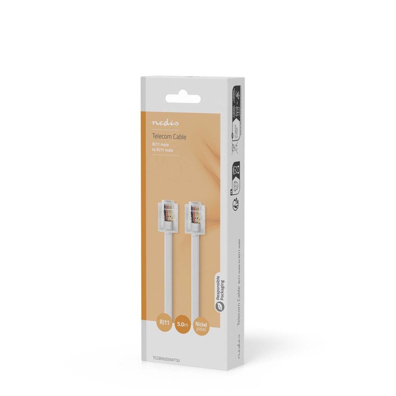 Telefonní Kabel | RJ11 Zástrčka  TCGB90200WT50 - obrázek č. 4