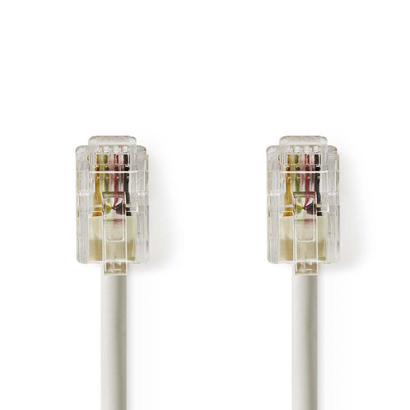 Telefonní Kabel | RJ10 (4P4C) Zástrčka | RJ10 (4P4C) Zástrčka | 2.00 m | Provedení kabelu: Kroucený | Typ kabelu: RJ10 | Slonová - obrázek produktu