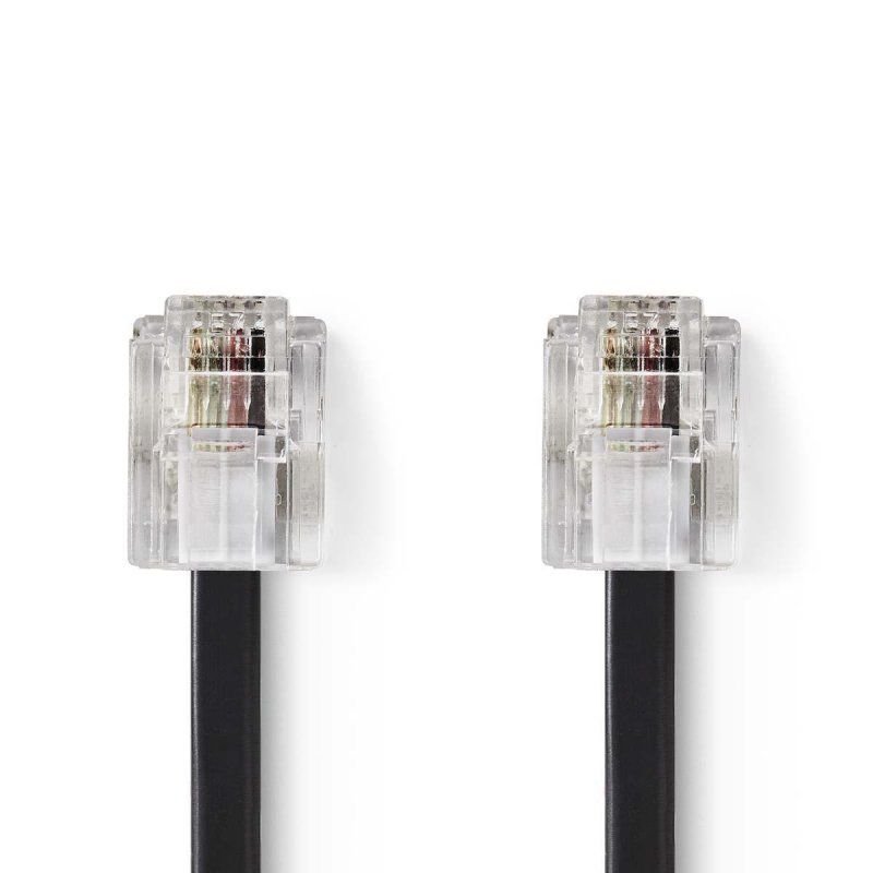 Telefonní Kabel | RJ11 Zástrčka | RJ11 Zástrčka | 5.00 m | Provedení kabelu: Plochý | Typ kabelu: RJ11 | Černá - obrázek produktu