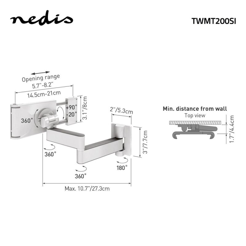Držák tabletu | 7 - 12 " | Full Motion  TWMT200SI - obrázek č. 9