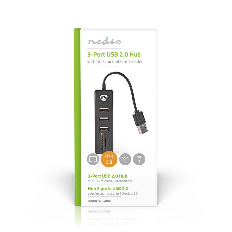 USB hub | USB-A Zástrčka | USB-A Zásuvka  UHUBCU2340BK - obrázek č. 3
