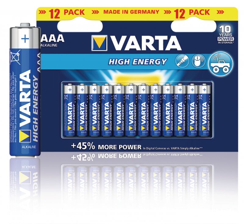 Alkalická Baterie AAA 1.5 V High Energy 12-Balíček VARTA-4903-12B - obrázek č. 1