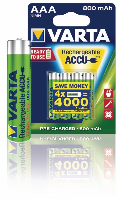 Dobíjecí NiMh Baterie AAA 1.2 V 800 mAh 4-Blistr VARTA-56703B - obrázek č. 1
