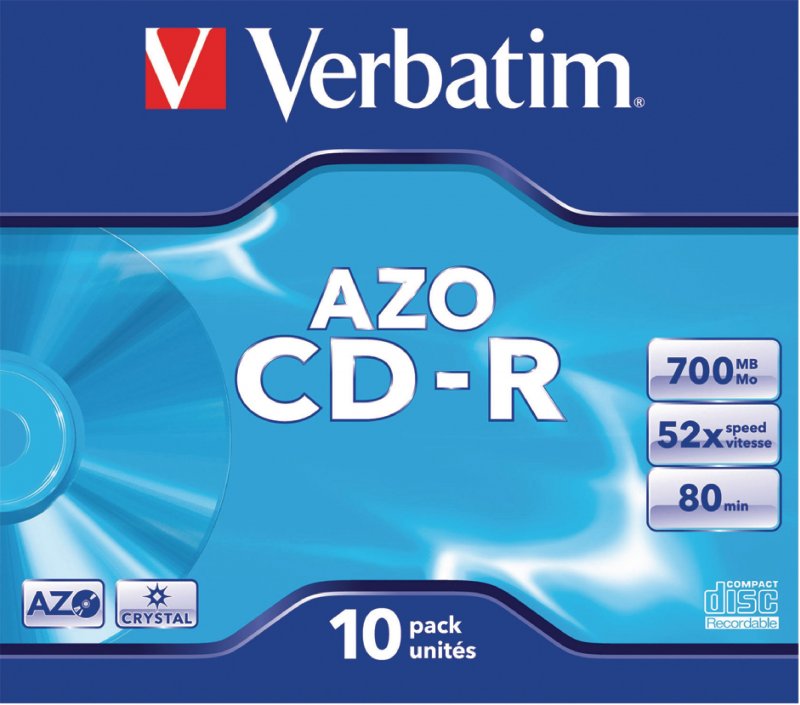 CD-R DataLifePlus AZO 52x 700MB 10 Pack Jewel Case Crystal - obrázek produktu