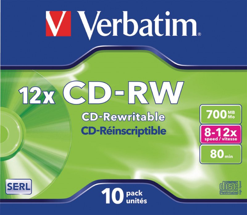 CD-RW 8-12x 700MB 10 Pack Jewel Case Matné Stříbro - obrázek produktu