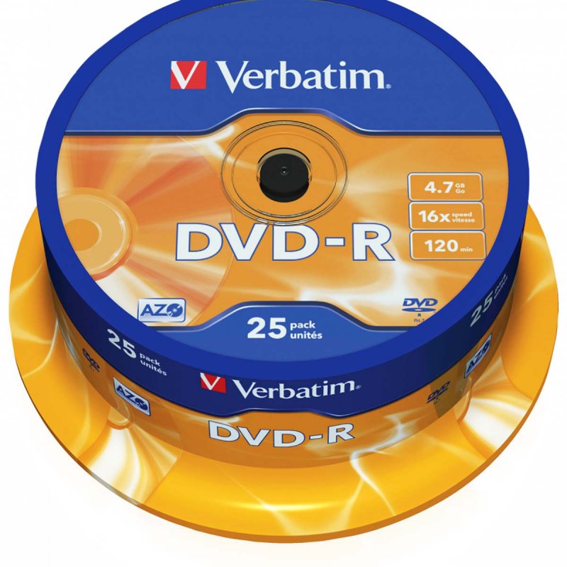 DVD-R AZO 16x 4.7GB 25 Pack Vřeteno Matné Stříbro - obrázek č. 1