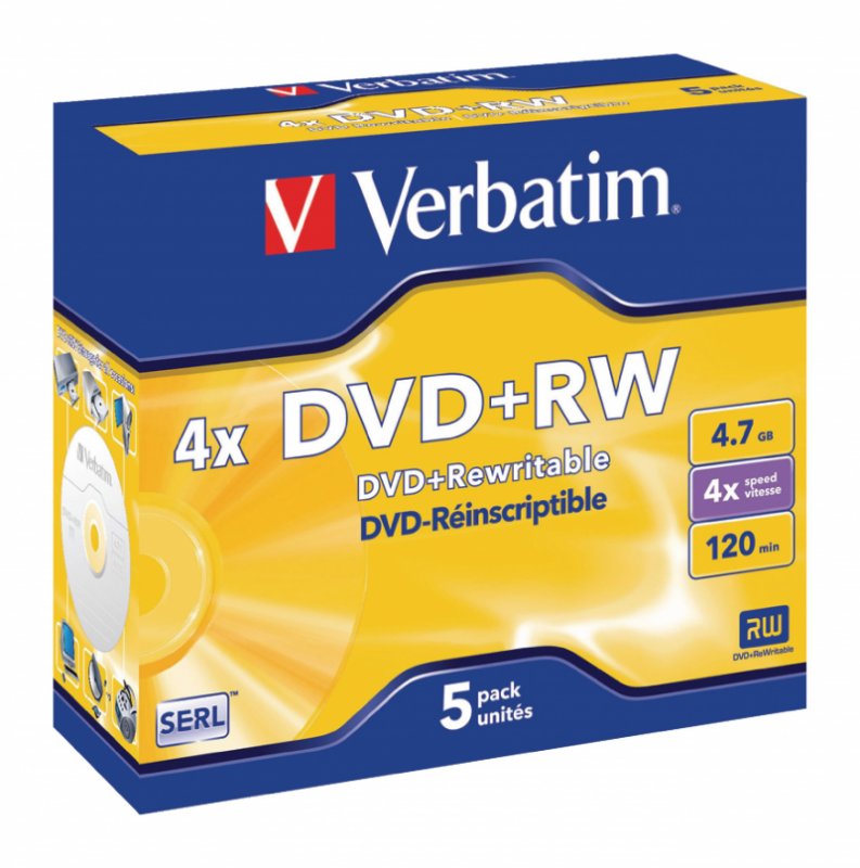 DVD+RW 4x 4.7GB 5 Pack Jewel Case Matné Stříbro - obrázek č. 1