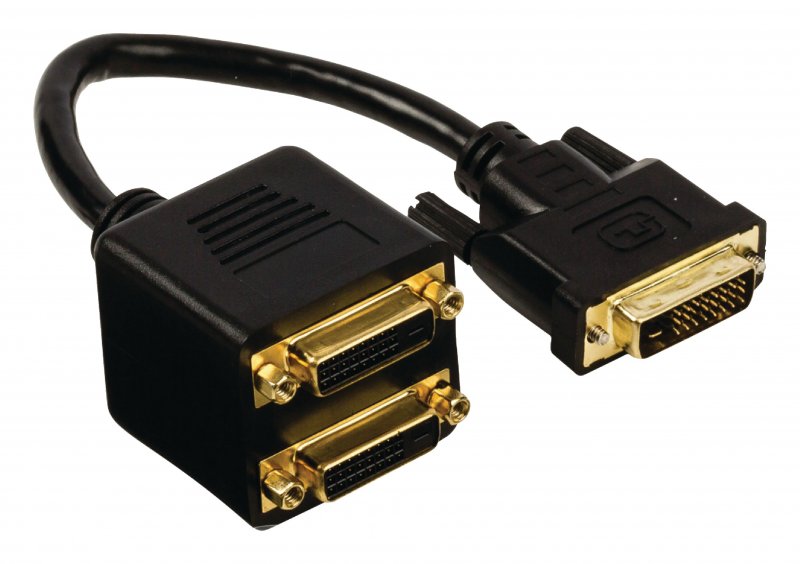 Kabel DVI DVI-D 24+1p Zástrčka - 2x DVI-D 24+1p Zásuvka 0.20 m Černá - obrázek produktu