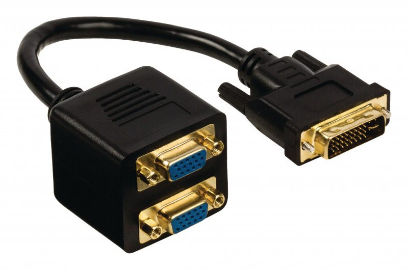 Kabel DVI DVI-I 24+5p Zástrčka - 2x VGA Zásuvka 0.20 m Černá - obrázek produktu