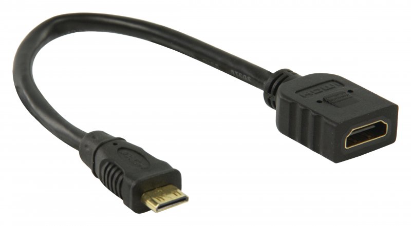 High Speed HDMI Kabel s Ethernetem HDMI Mini Konektor - HDMI Zásuvka 0.20 m Černá - obrázek č. 1