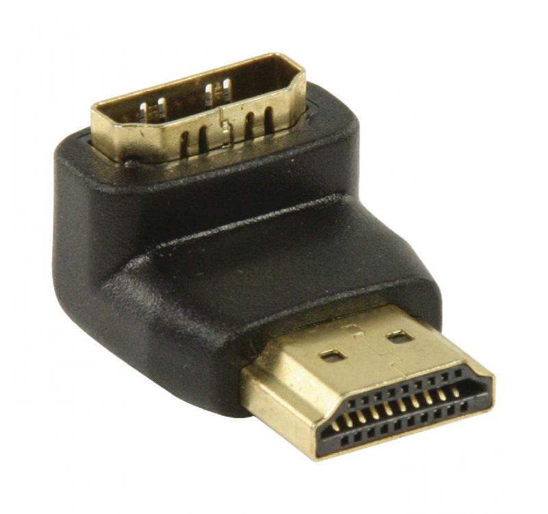 Adaptérem High Speed HDMI s Ethernetem Úhlový 90° HDMI Konektor - HDMI Zásuvka Černá - obrázek č. 1