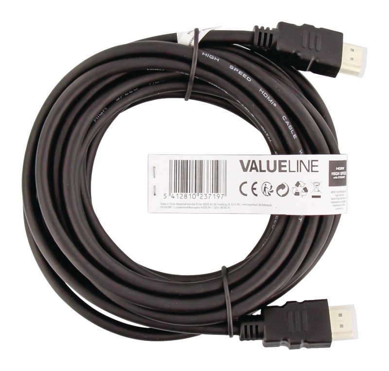 High Speed HDMI Kabel s Ethernetem HDMI Konektor - HDMI Konektor 5.00 m Černá - obrázek č. 2
