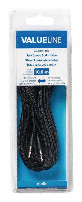 Stereo Audio Kabel 3.5mm Zástrčka - 3.5mm Zástrčka 10.0 m Černá - obrázek č. 3