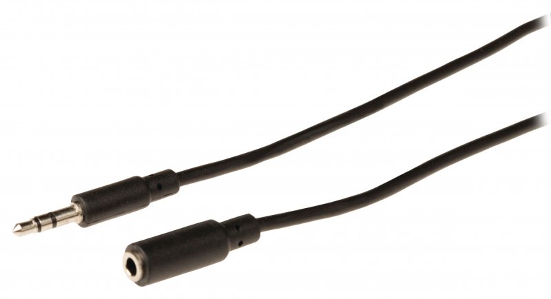 Stereo Audio Prodlužovací Kabel 3.5mm Zástrčka - 3.5mm Zásuvka 1.00 m Černá - obrázek č. 1