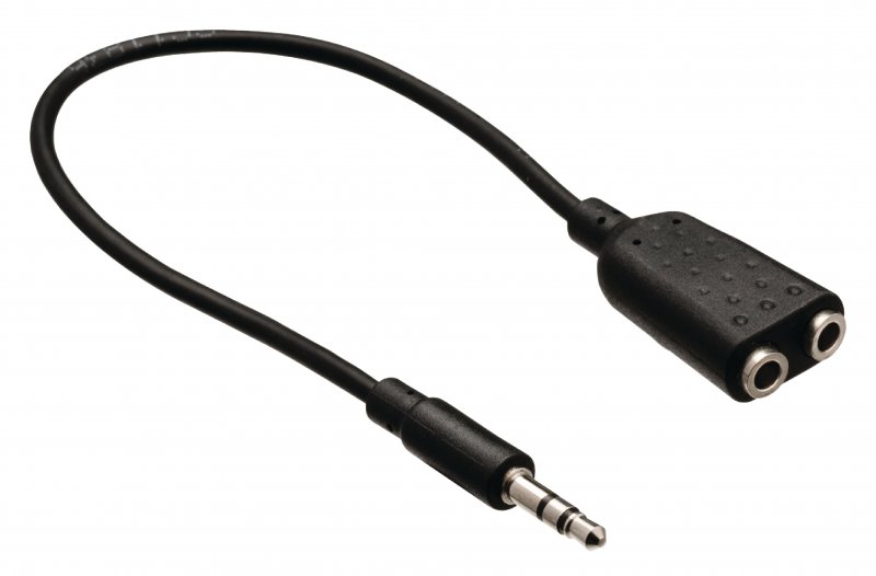 Stereo Audio Kabel 3.5mm Zástrčka - 2x 3.5mm Zásuvka 0.20 m Černá - obrázek č. 2