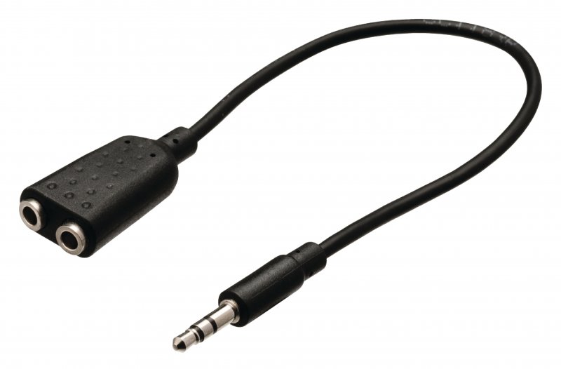 Stereo Audio Kabel 3.5mm Zástrčka - 2x 3.5mm Zásuvka 0.20 m Černá - obrázek č. 1