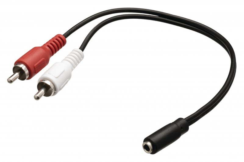 Stereo Audio Kabel 2x CINCH Zástrčka - 3.5mm Zásuvka 0.20 m Černá - obrázek č. 1