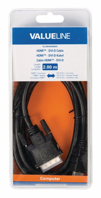 High Speed HDMI Kabel HDMI Konektor - DVI-D 24+1p Zástrčka 2.00 m Černá - obrázek č. 2