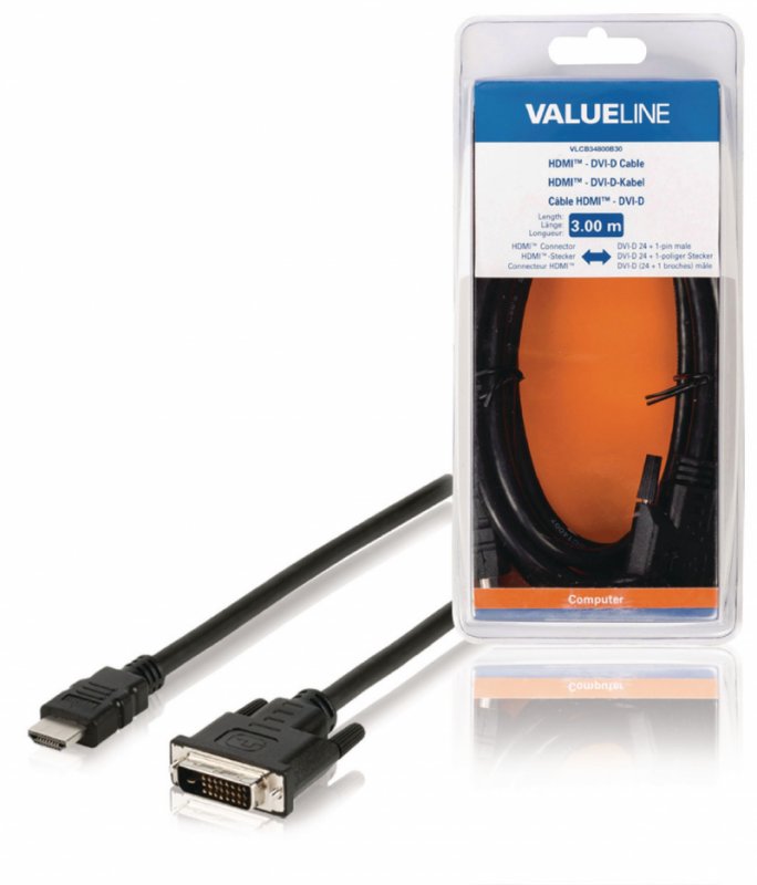 High Speed HDMI Kabel HDMI Konektor - DVI-D 24+1p Zástrčka 3.00 m Černá - obrázek produktu