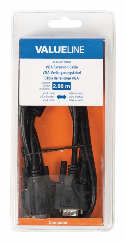 VGA Prodlužovací Kabel VGA Zástrčka - VGA Zásuvka 2.00 m Černá - obrázek č. 3