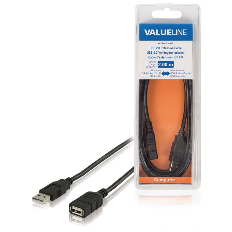 Prodlužovací Kabel USB 2.0 USB A Zástrčka - USB A Zásuvka 2.00 m Černá - obrázek produktu