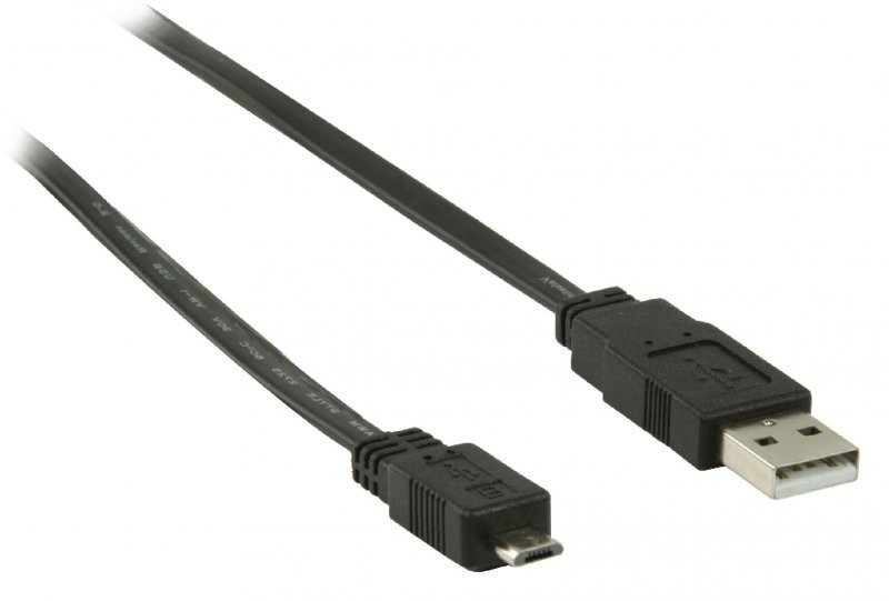 Kabel USB 2.0 USB A Zástrčka - Micro B Zástrčka Plochý 1.00 m Černá - obrázek č. 2