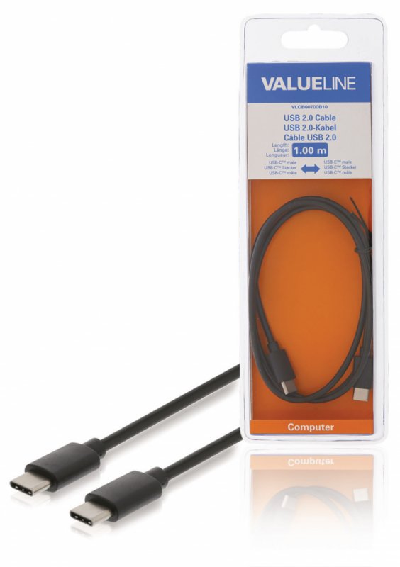 Kabel USB 2.0 USB-C Zástrčka - USB-C Zástrčka 1.00 m Černá - obrázek produktu